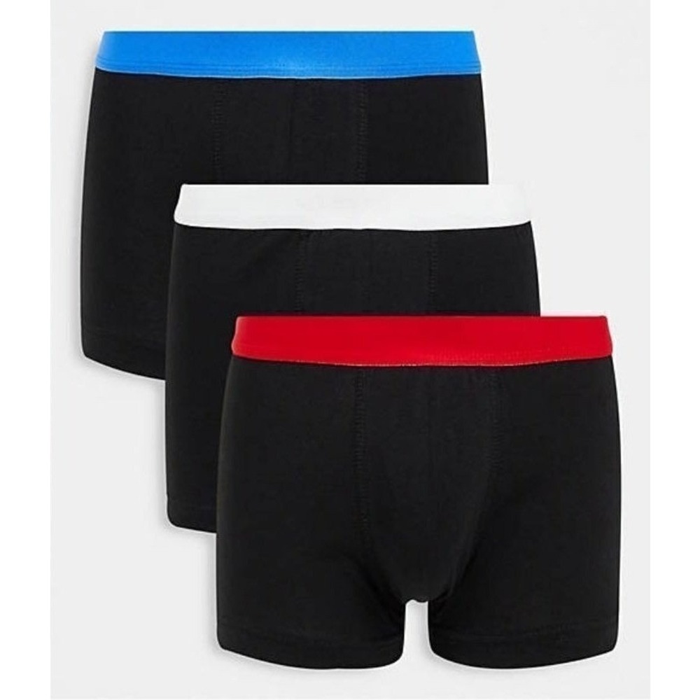New Look Cotton Stretch Trunks Black Multicolor Waistbands‎ Medium New With Tags
